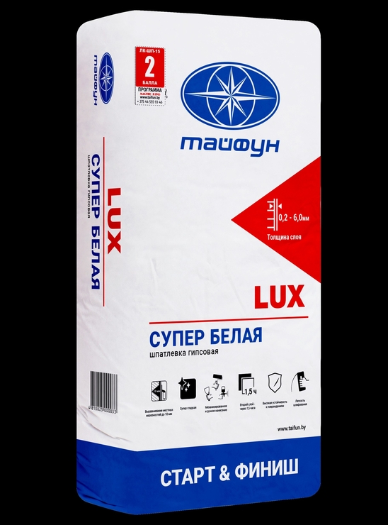 Шпатлевка "Тайфун" Люкс Белая 15кг